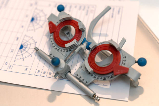 eyesight test glasses on blank prescription in office